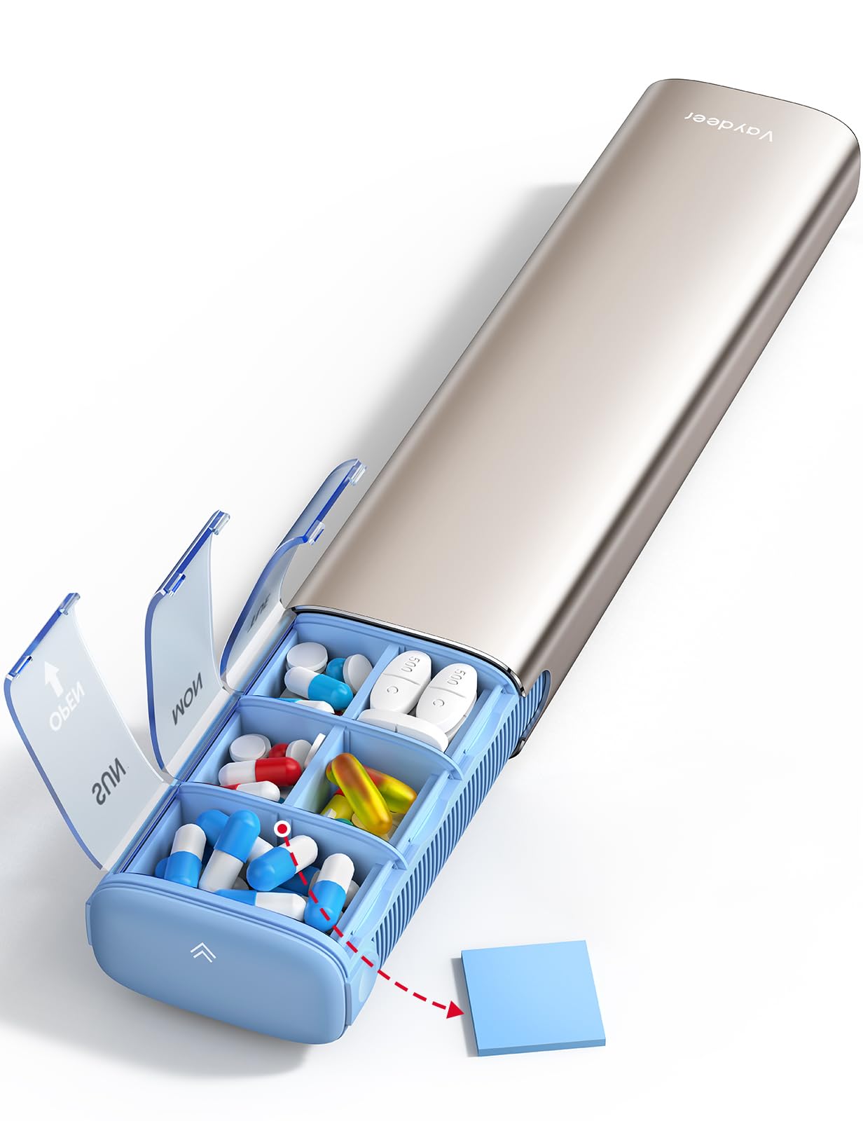 Foto 2 pulgar | Pill Organizer Vaydeer  Bolsa De Viaje De Metal Para 7 Días A La Semana - Venta Internacional.
