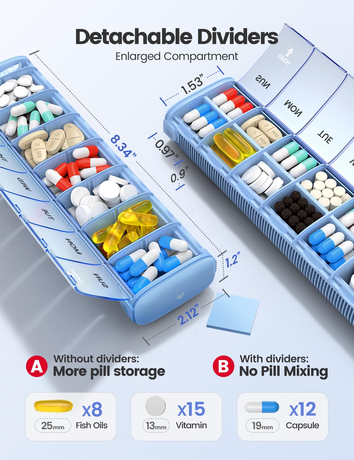 Foto 3 pulgar | Pill Organizer Vaydeer  Bolsa De Viaje De Metal Para 7 Días A La Semana - Venta Internacional.