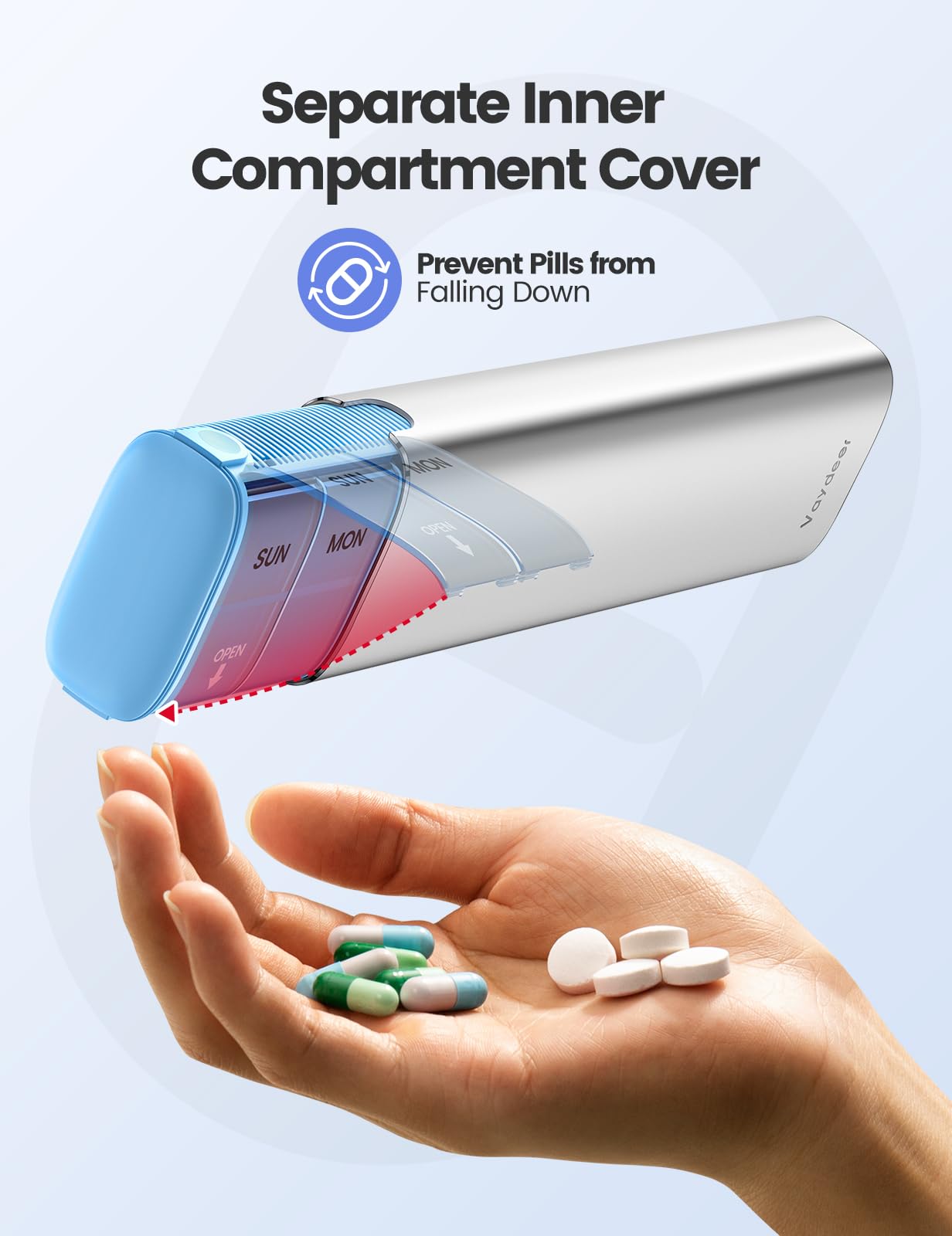 Foto 6 pulgar | Pill Organizer Vaydeer  Bolsa De Viaje De Metal Para 7 Días A La Semana - Venta Internacional.