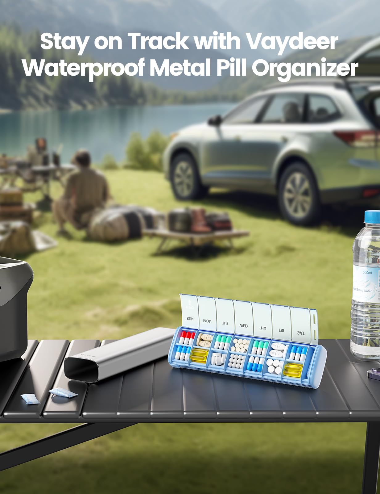 Foto 7 pulgar | Pill Organizer Vaydeer  Bolsa De Viaje De Metal Para 7 Días A La Semana - Venta Internacional.