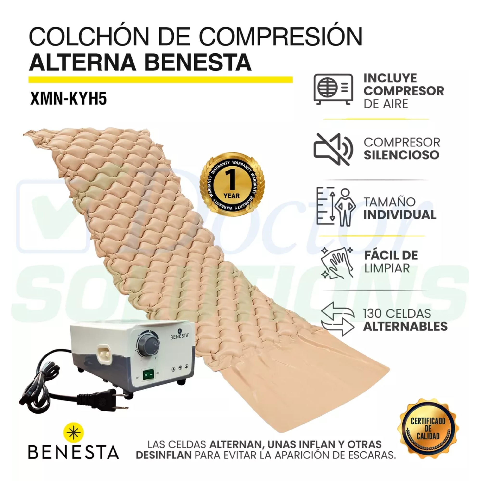 Foto 4 pulgar | Colchón Antiescaras Eléctrico Compresor Benesta Color Beige