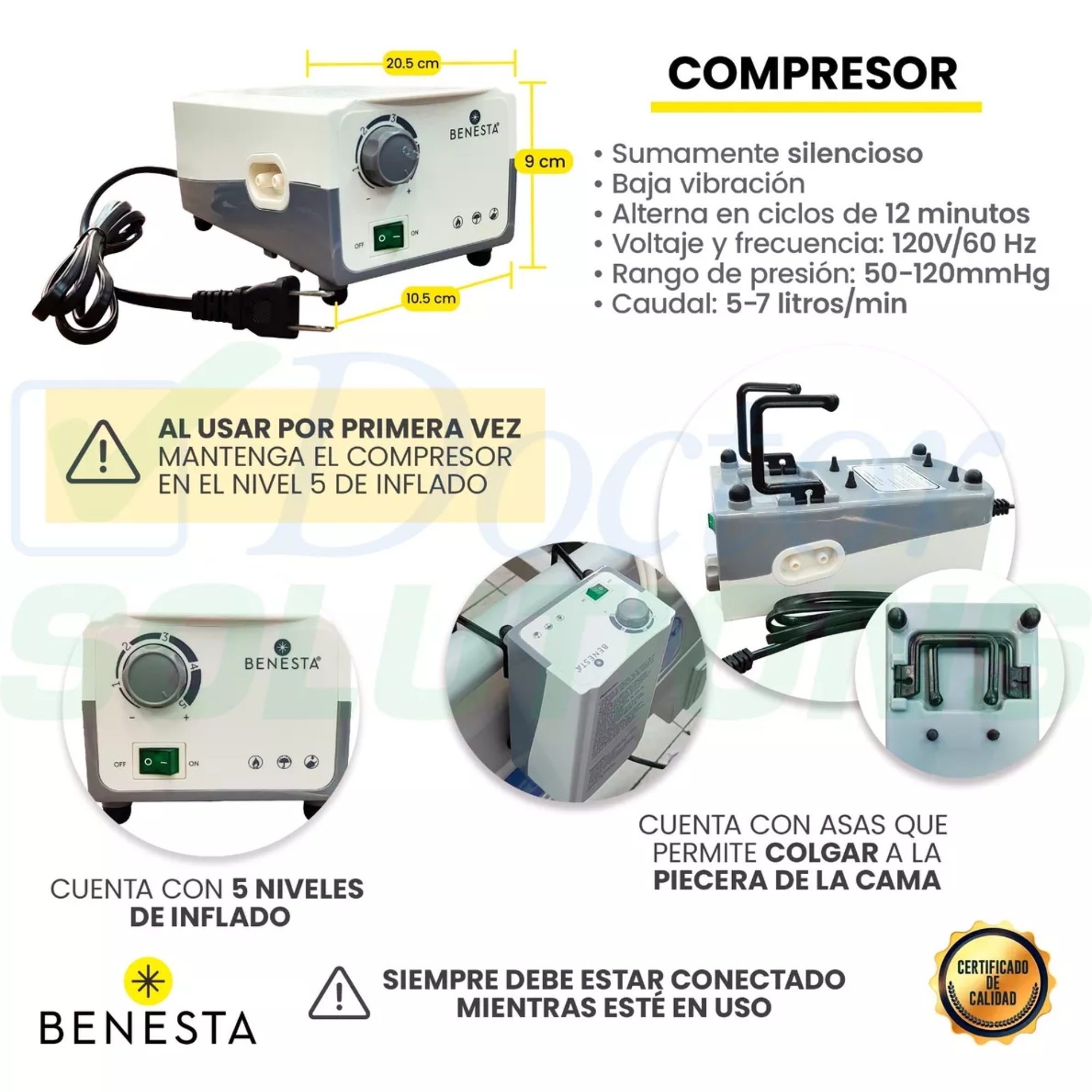 Foto 7 pulgar | Colchón Antiescaras Eléctrico Compresor Benesta Color Beige