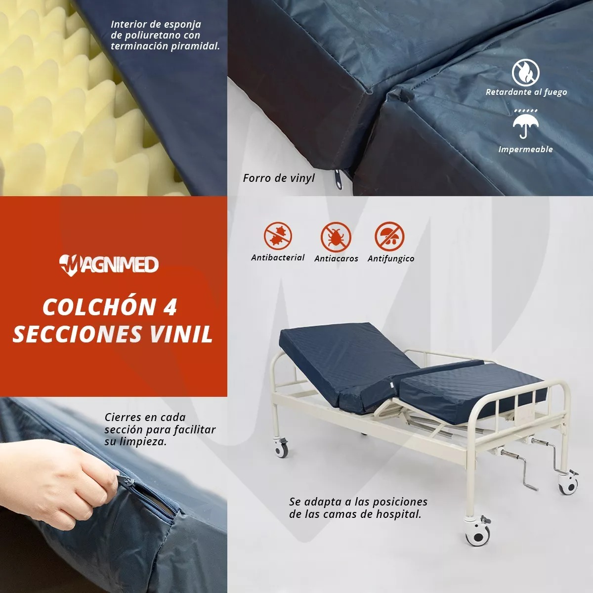 Foto 5 pulgar | Colchón Para Cama De Hospital 4 Secciones Premier Vinil