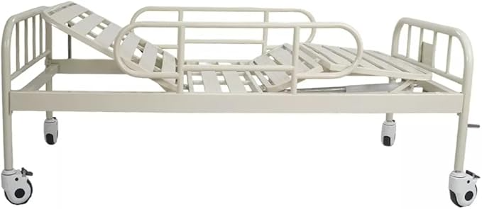 Cama Hospitalaria Manual 2 Manivelas | Acero Inoxidable, Barandales Abatibles, Ruedas Con Freno | Soporta Hasta 130 Kg