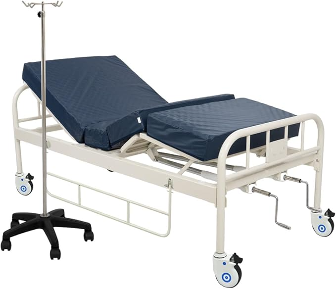Foto 2 pulgar | Cama Hospitalaria Manual De 2 Manivelas, Incluye: Porta Suero Y Colchón Hospitalario (soporta Hasta 130 Kg)
