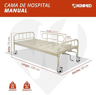 Foto 5 | Cama Hospitalaria Manual De 2 Manivelas, Incluye: Porta Suero Y Colchón Hospitalario (soporta Hasta 130 Kg)
