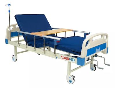 Foto 1 | Cama De Hospital Manual De Lujo Con Barandales, Porta Suero Y Mesa Para Alimentos | Acero Inoxidable, Soporta Hasta 15