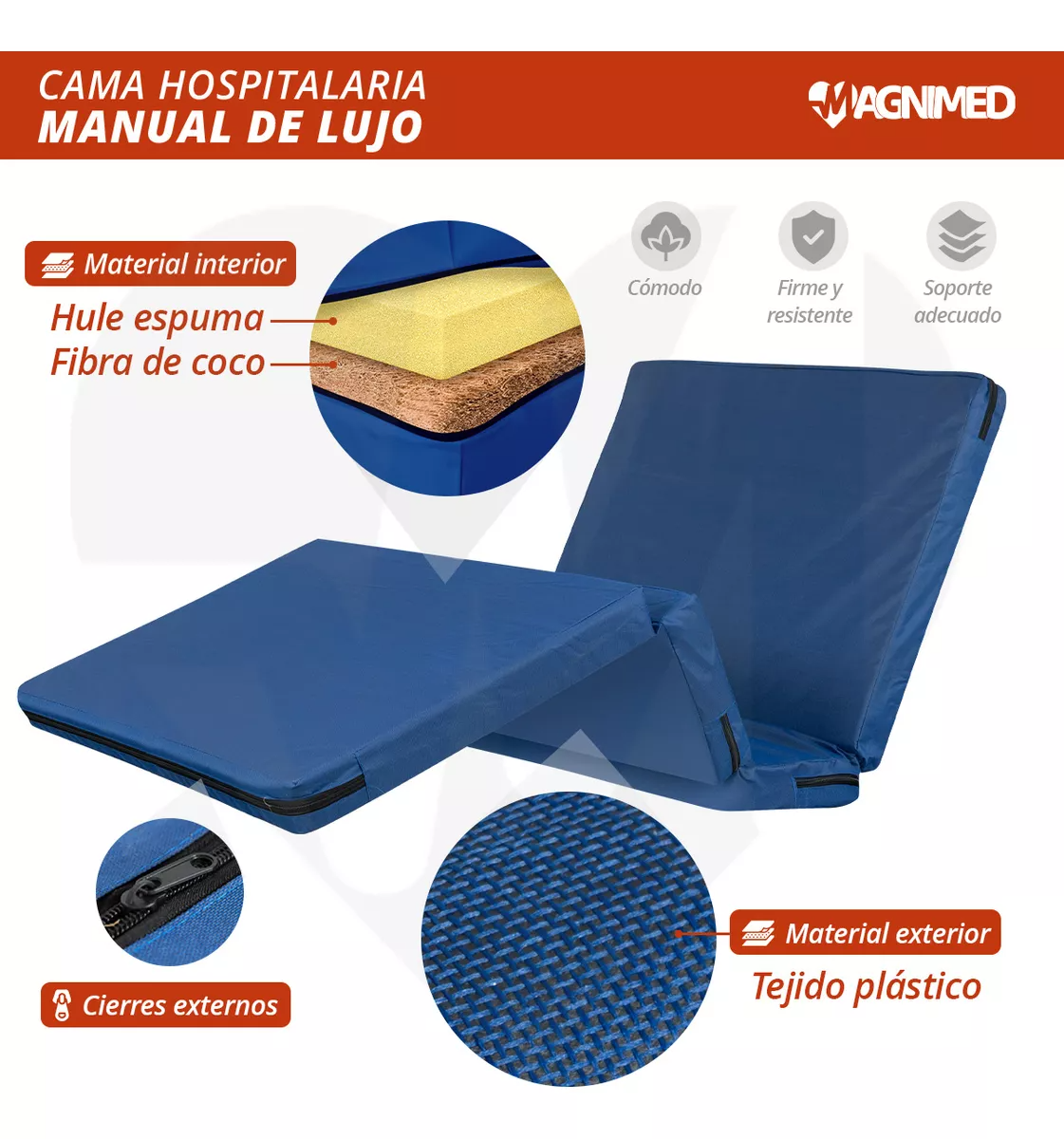 Foto 6 pulgar | Cama De Hospital Manual De Lujo Con Barandales, Porta Suero Y Mesa Para Alimentos | Acero Inoxidable, Soporta Hasta 15