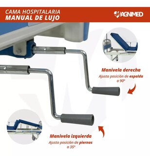 Foto 7 | Cama De Hospital Manual De Lujo Con Barandales, Porta Suero Y Mesa Para Alimentos | Acero Inoxidable, Soporta Hasta 15