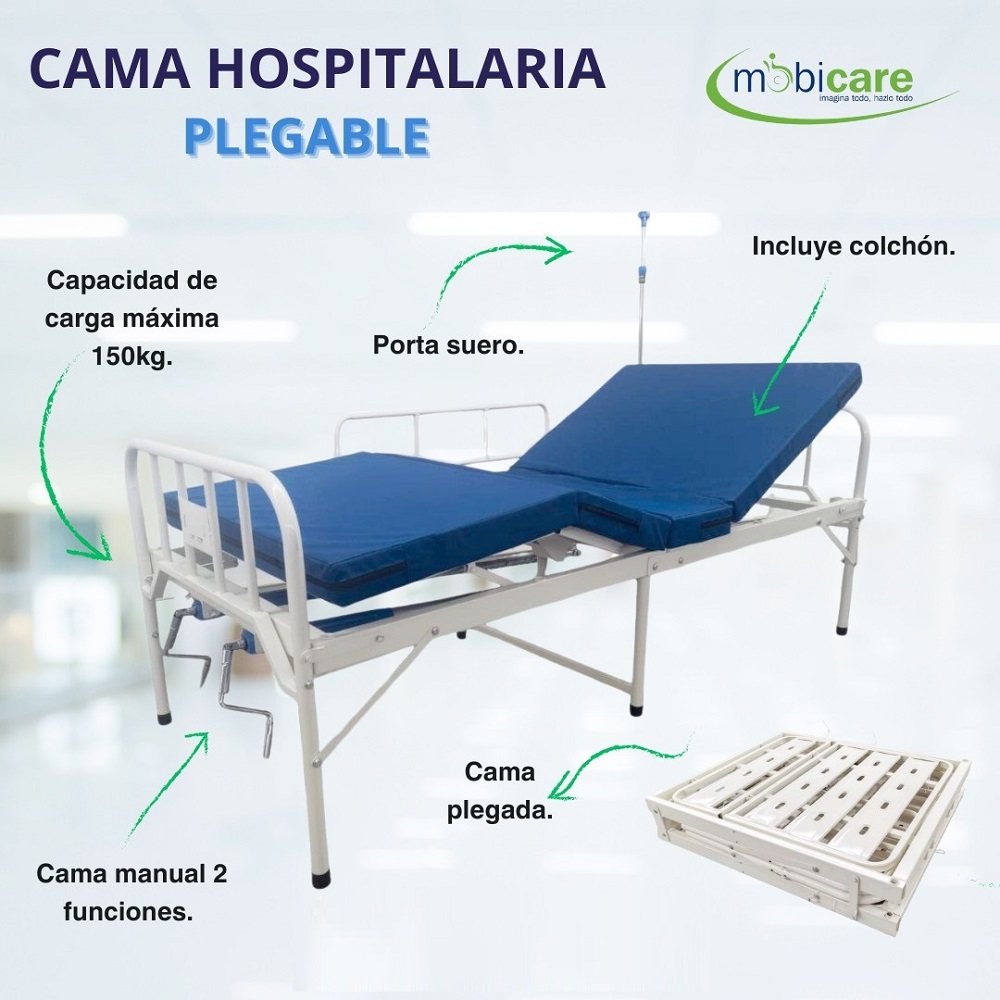 Foto 6 | Cama Hospitalaria Plegable Mobicare C/ Colchón Y Porta Suero