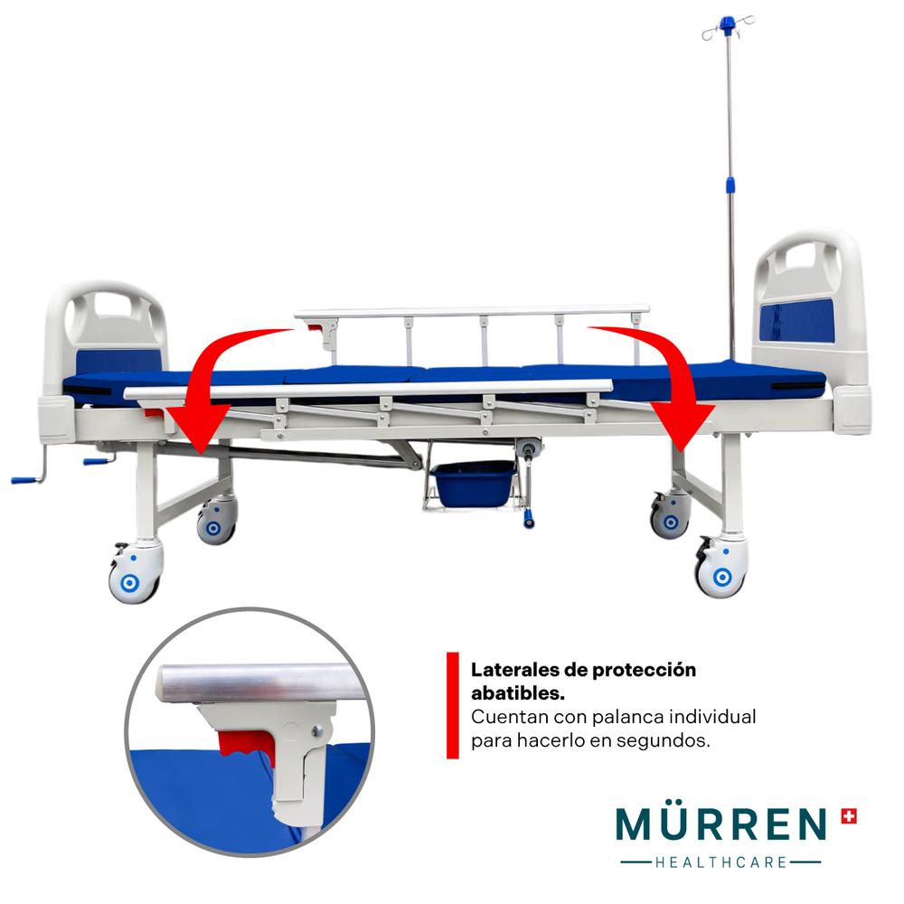 Foto 5 | Cama Hospitalaria Manual Con Comodo /toilet Porta Suero+mesa