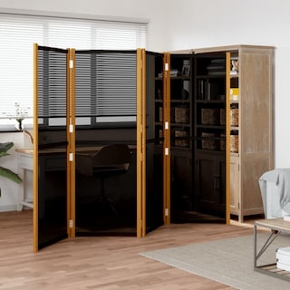 Foto 2 | Separador De Ambientes Vidaxl 4 Paneles Negro 280 X 180 Cm Madera De Acacia - Venta Internacional.