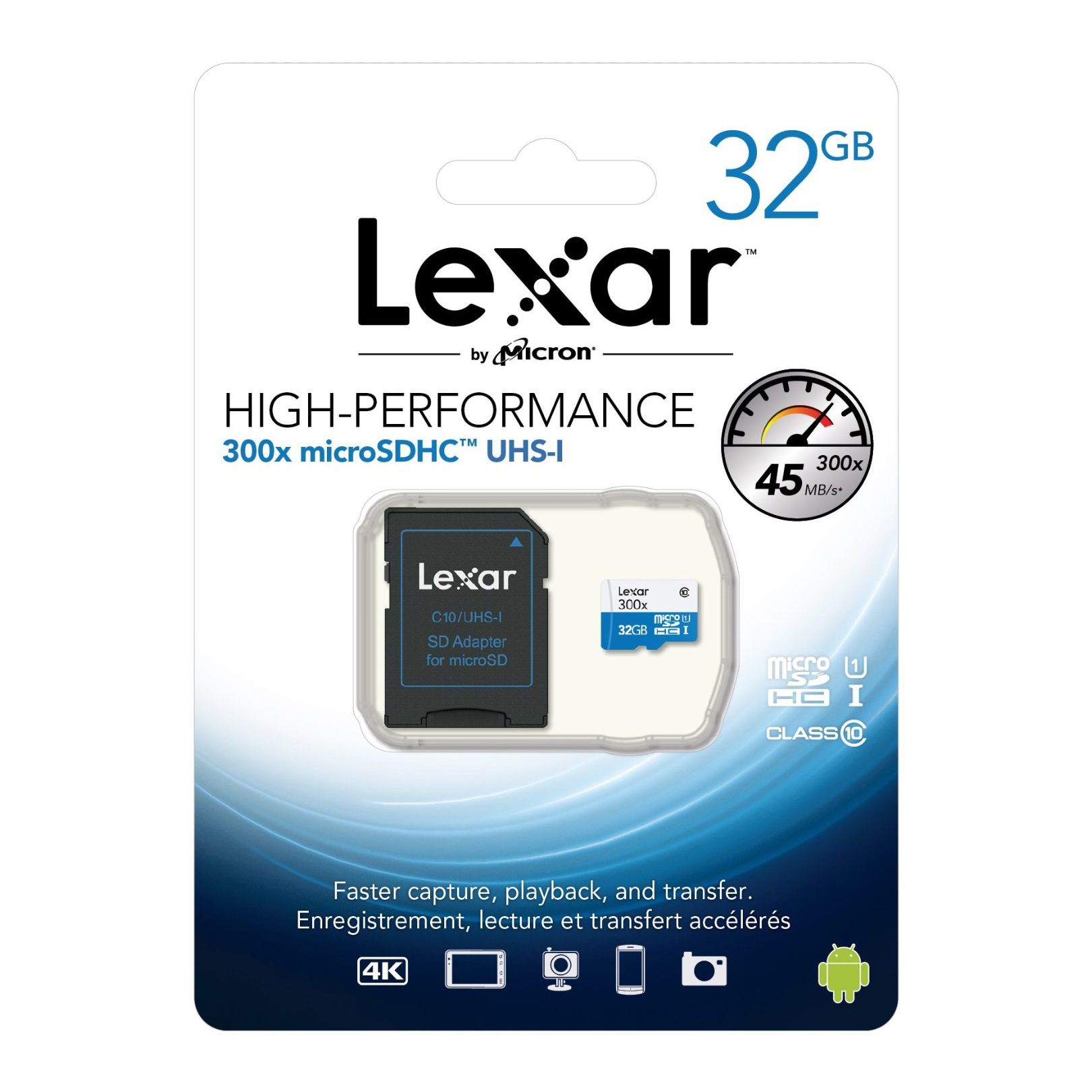 Foto 2 pulgar | Tarjeta de Memoria Lexar 32gb Microsdhc 300x High Performance Uhs-i con Adaptador Sd Clase 10 45mb/s