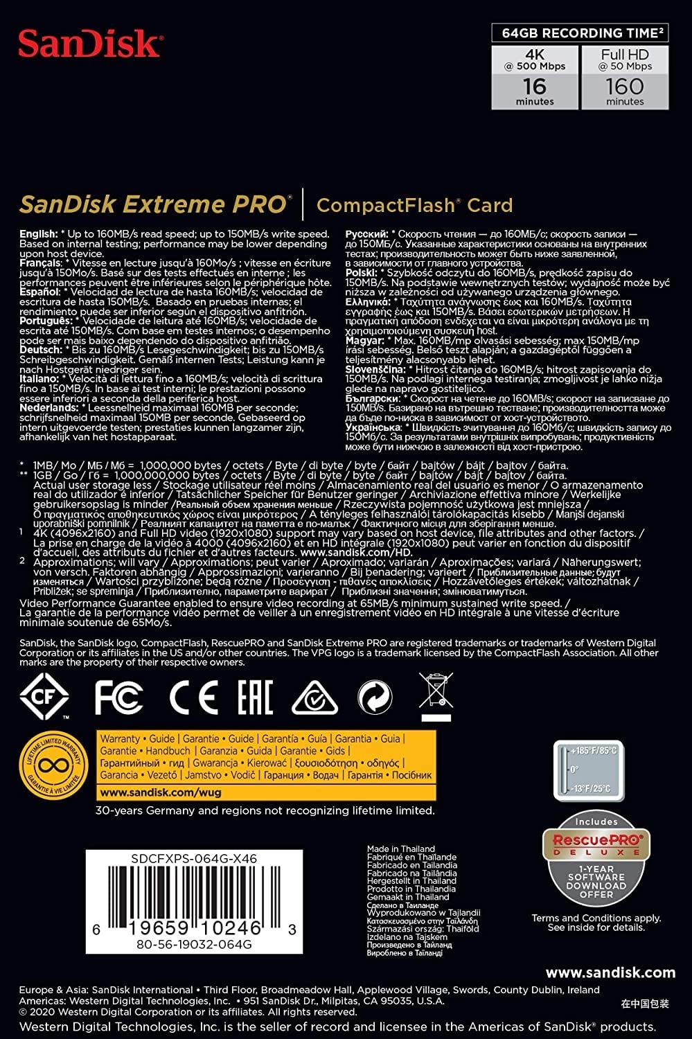 Foto 6 pulgar | Tarjeta De Memoria Sandisk Extreme Pro Compact Flash 64gb Udma 7 - Venta Internacional.