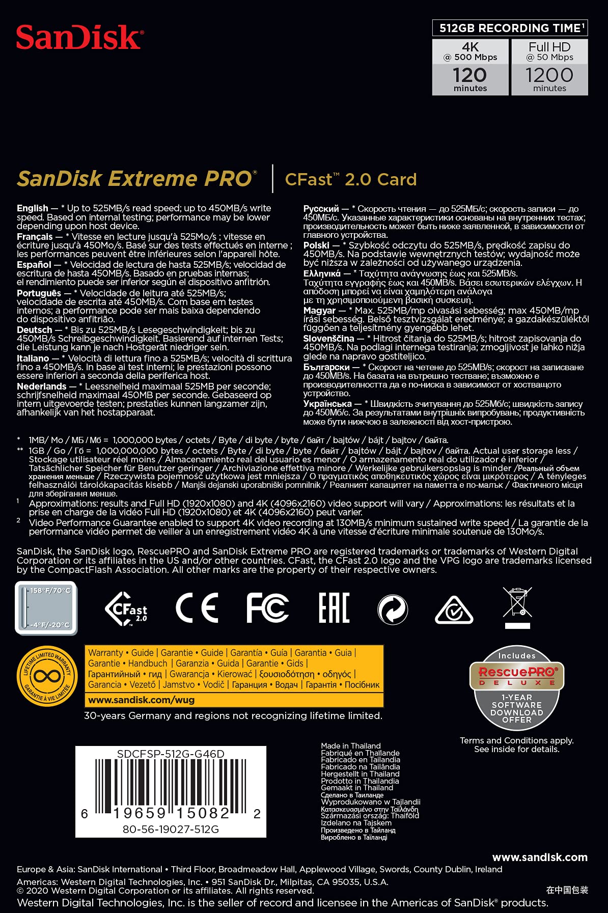 Foto 3 | Tarjeta De Memoria Sandisk Extreme Pro Cfast 2.0 512gb - Venta Internacional.