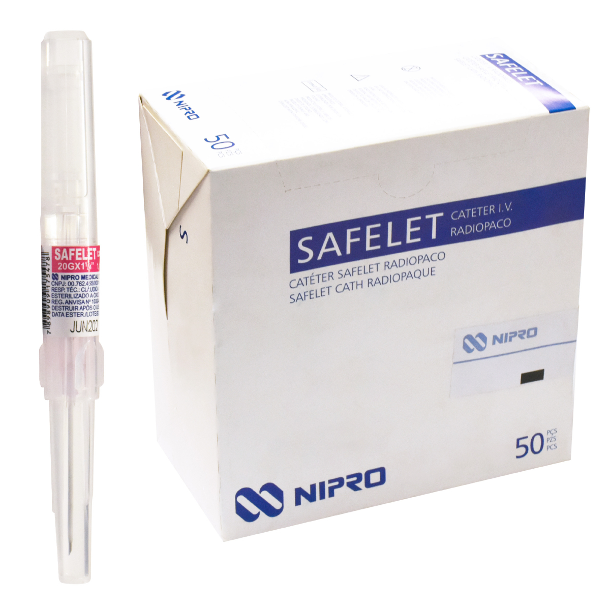 Catéter Safelet Nipro 20g X 32mm (1 1/4´1) Rosa Caja 50 Pzs