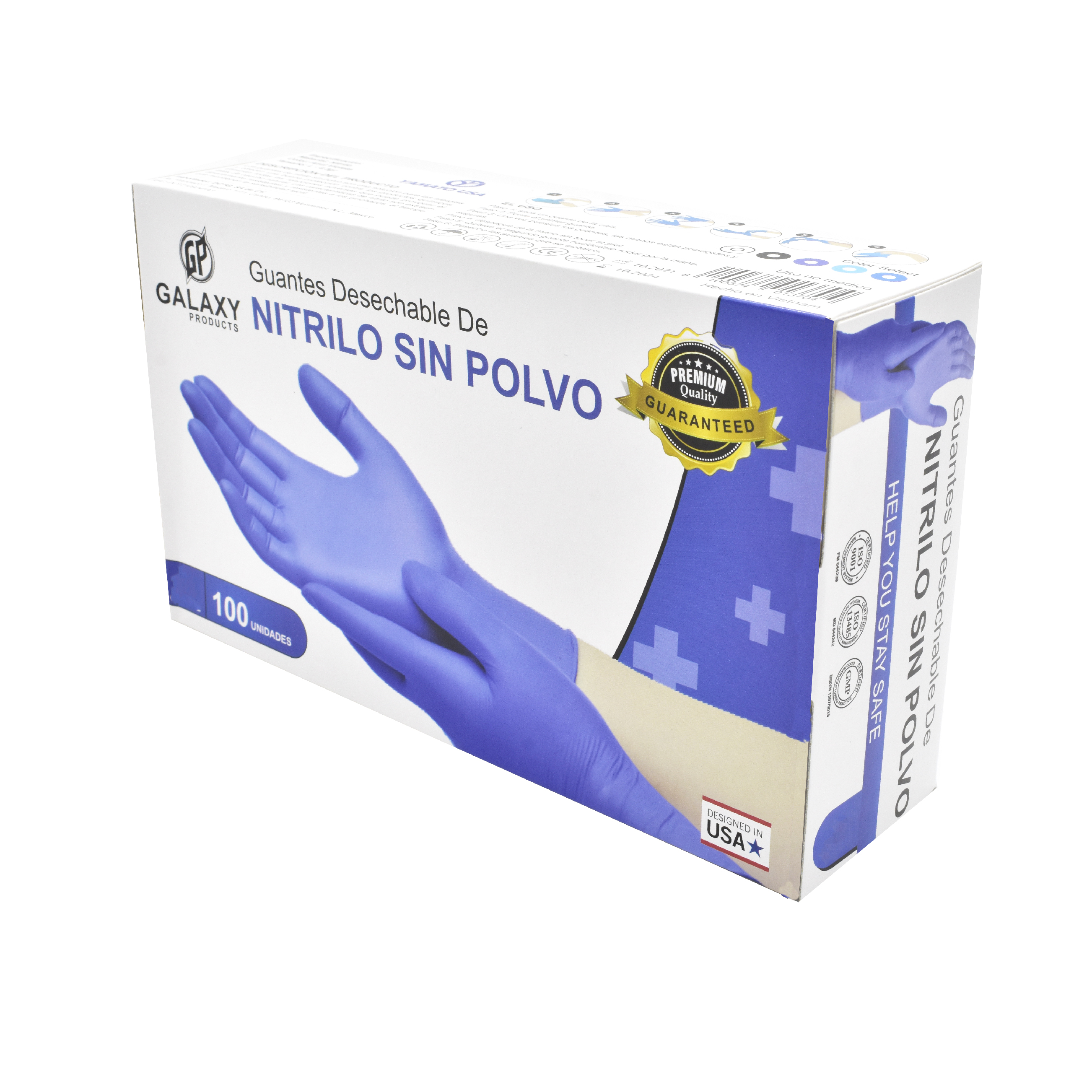 Foto 2 pulgar | Guante de Nitrilo Galaxy Innovations color Azul Tamaño Grande