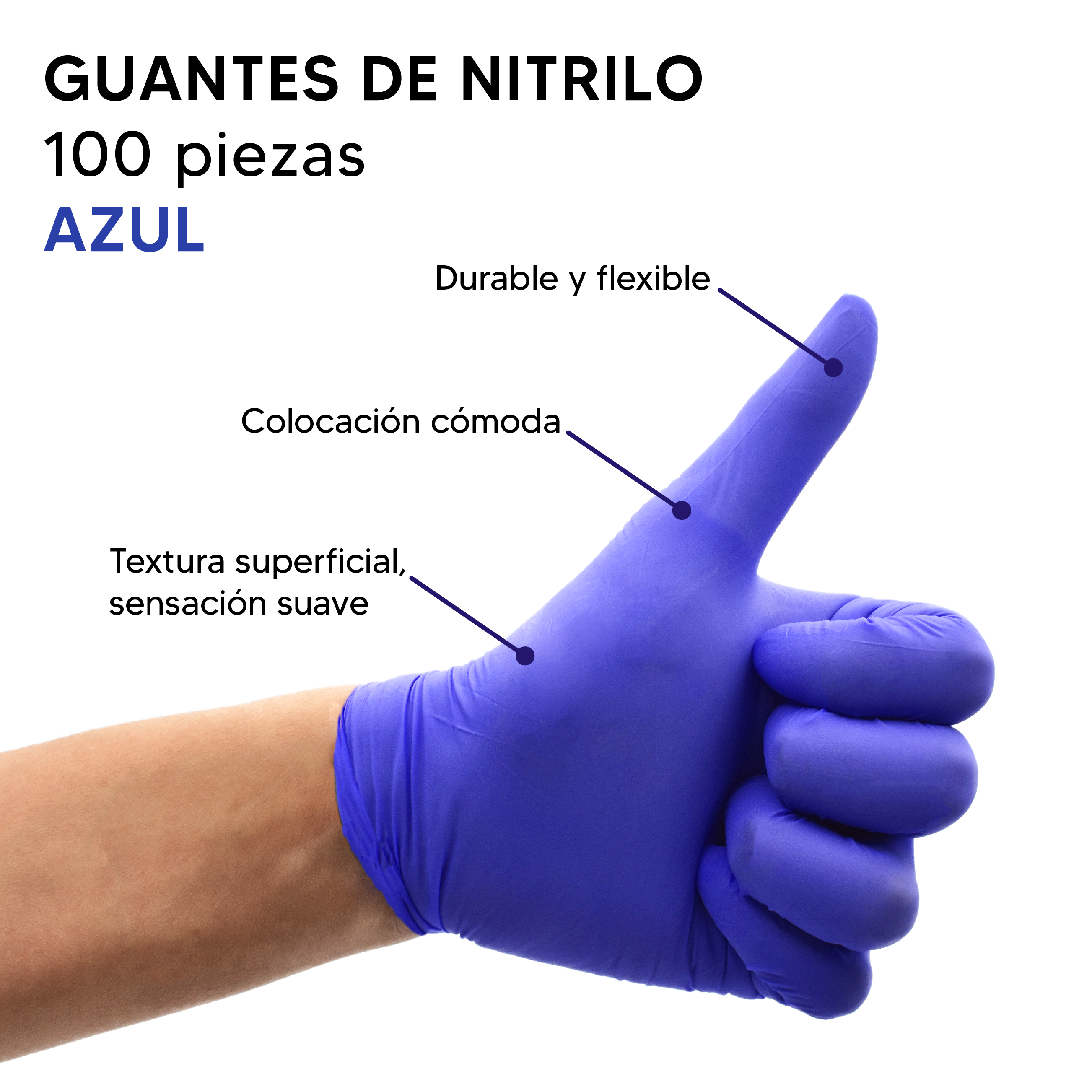 Foto 3 pulgar | Guante de Nitrilo Galaxy Innovations color Azul Tamaño Grande