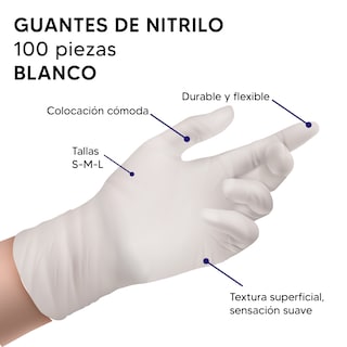Foto 2 | Guante de Nitrilo Galaxy Innovations color Blanco Tamaño Mediano