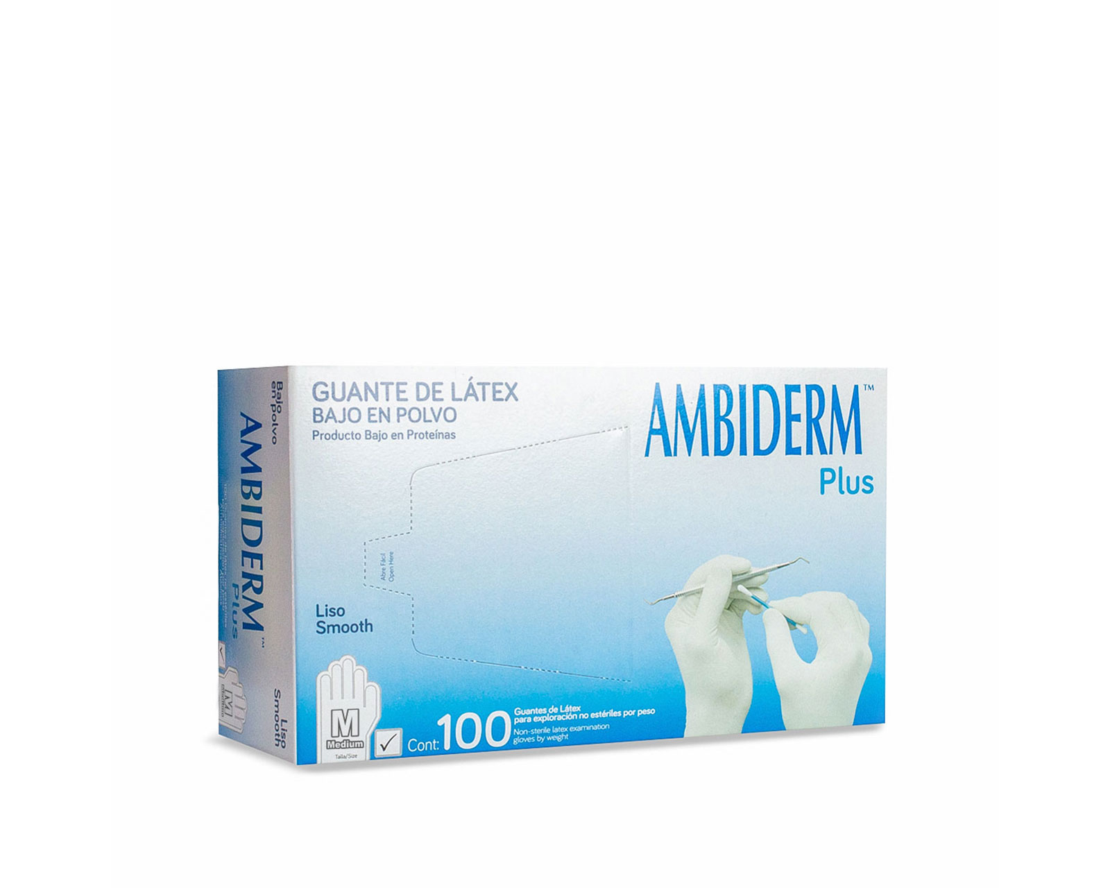 Foto 2 pulgar | Guante de Látex Ambiderm Plus color Blanco