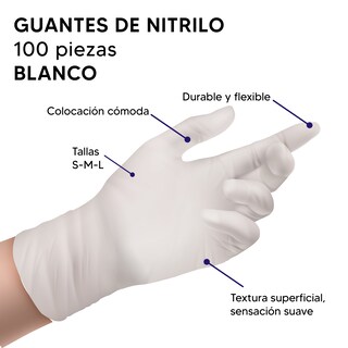 Foto 2 | Guante De Nitrilo Galaxy Innovations color Blanco Chico