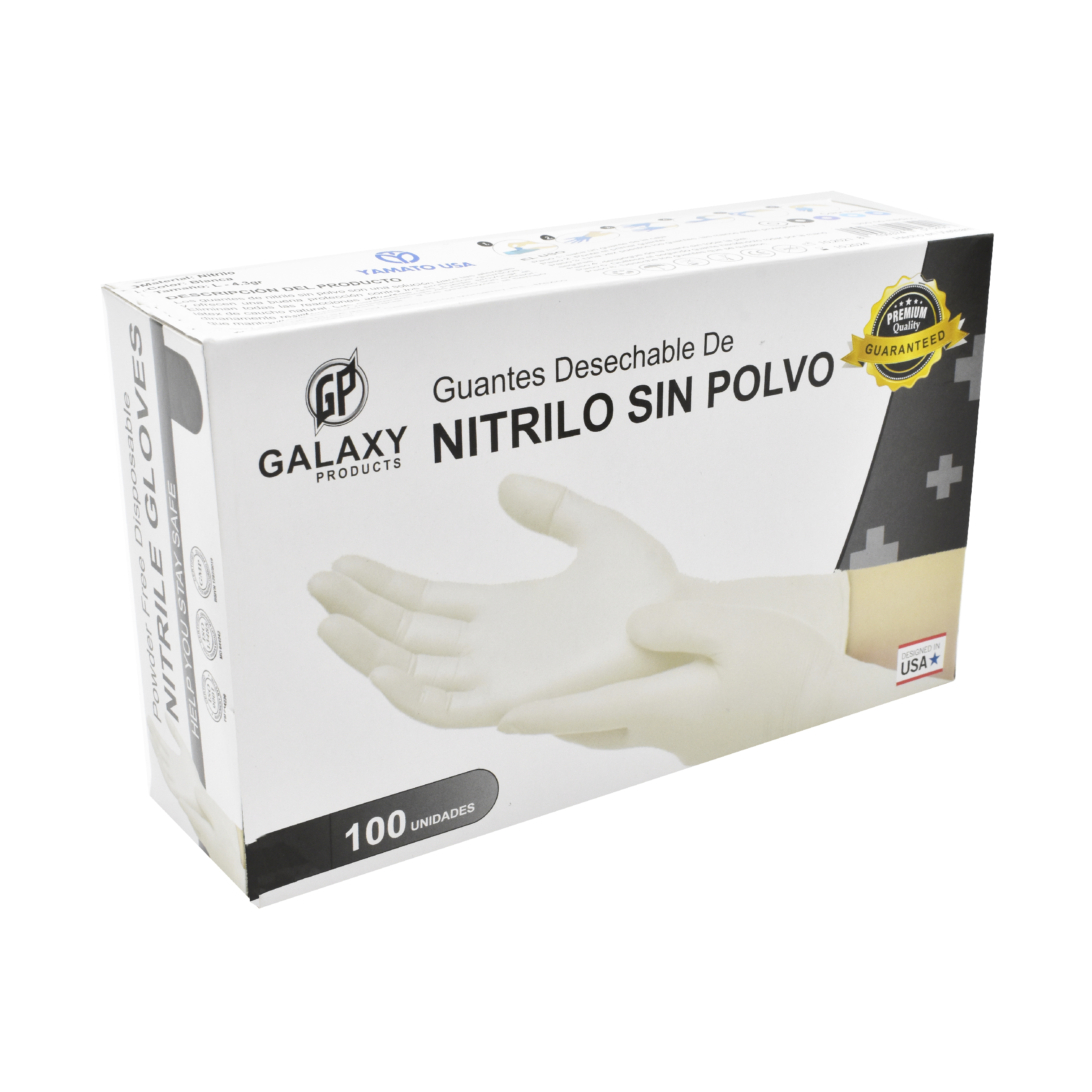 Foto 4 pulgar | Guante Desechable de Nitrilo Galaxy Products color Blanco Grande 100 Unidades