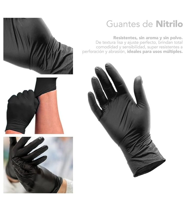 Foto 3 | Guantes Nitrilo Libres de Latex Clinicparts Negros
