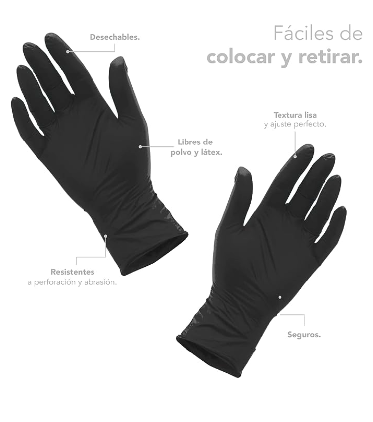 Foto 4 | Guantes Nitrilo Libres de Latex Clinicparts Negros