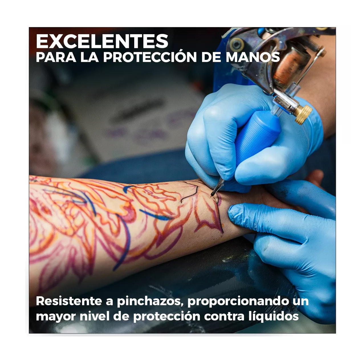 Foto 4 pulgar | Guante Vinil Nitrilo Libre De Latex L / Azul 50 pares