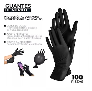 Foto 2 | Guante Vinil Nitrilo Libre De Latex Negro / L 50 pares