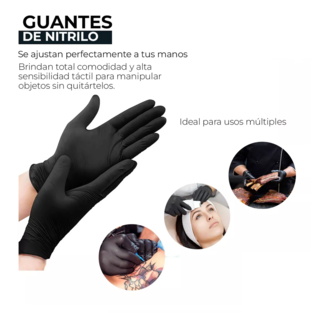 Foto 4 | Guante Vinil Nitrilo Libre De Latex Negro / L 50 pares