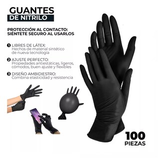 Foto 2 | Guante Vinil Nitrilo Libre De Latex Negro / M 50 pares