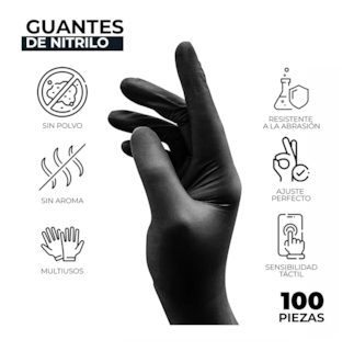 Foto 4 | Guante Vinil Nitrilo Libre De Latex Negro / M