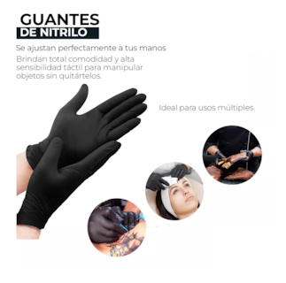 Foto 4 | Guante Vinil Nitrilo Libre De Latex Negro / L
