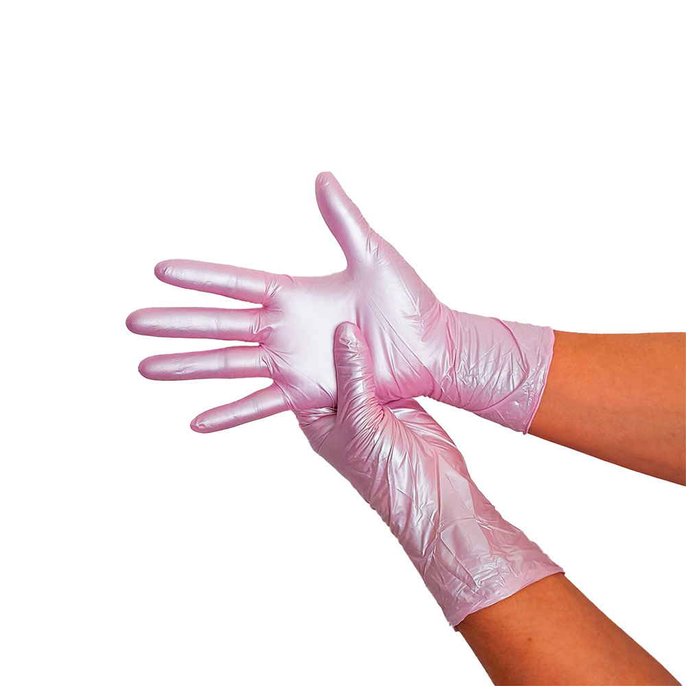 Foto 3 pulgar | Guantes Desechables De Nitrilo Rosa Metalico Caja Dispensadora Con 100 Guantes Uniseal