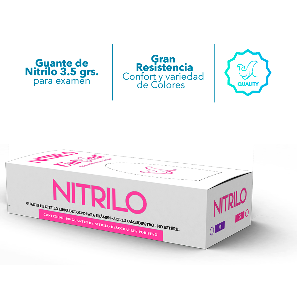 Foto 3 pulgar | Guantes Desechables De Nitrilo Rosa Fiusha Caja Dispensadora Con 100 Guantes Uniseal