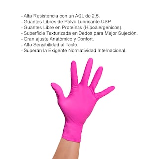 Foto 3 | Guantes Desechables De Nitrilo Rosa Fiusha Caja Dispensadora Con 100 Guantes Uniseal