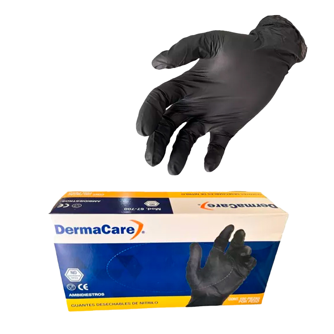 Foto 2 pulgar | Guantes Negros Desechables De Nitrilo