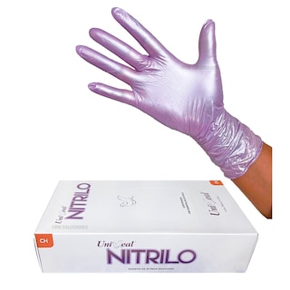Foto 1 | Guantes De Nitrilo Lila Metálico Multiusos Caja Dispensadora Con 100 Guantes