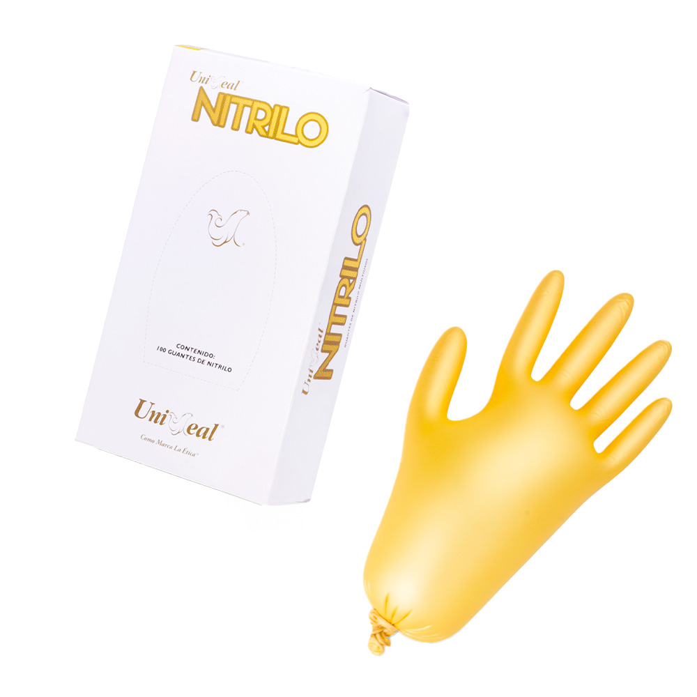 Guantes Desechables De Nitrilo Dorado Metálico Caja Dispensadora Con 100 Piezas Uniseal
