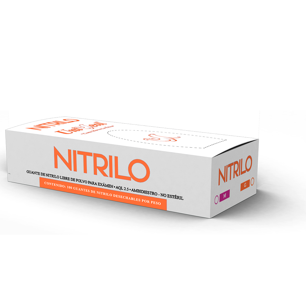 Foto 3 pulgar | Guantes Desechables De Nitrilo Naranja Caja Dispensadora Con 100 Guantes Multiusos Uniseal