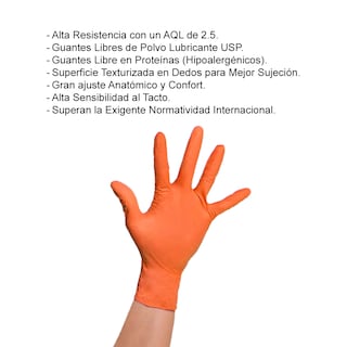 Foto 4 | Guantes Desechables De Nitrilo Naranja Caja Dispensadora Con 100 Guantes Multiusos Uniseal