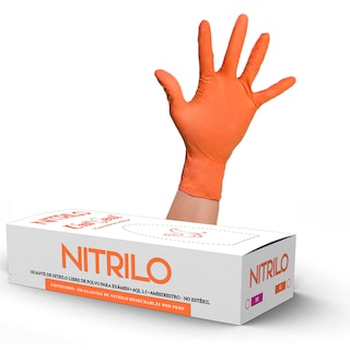 Foto 5 | Guantes Desechables De Nitrilo Naranja Caja Dispensadora Con 100 Guantes Multiusos Uniseal