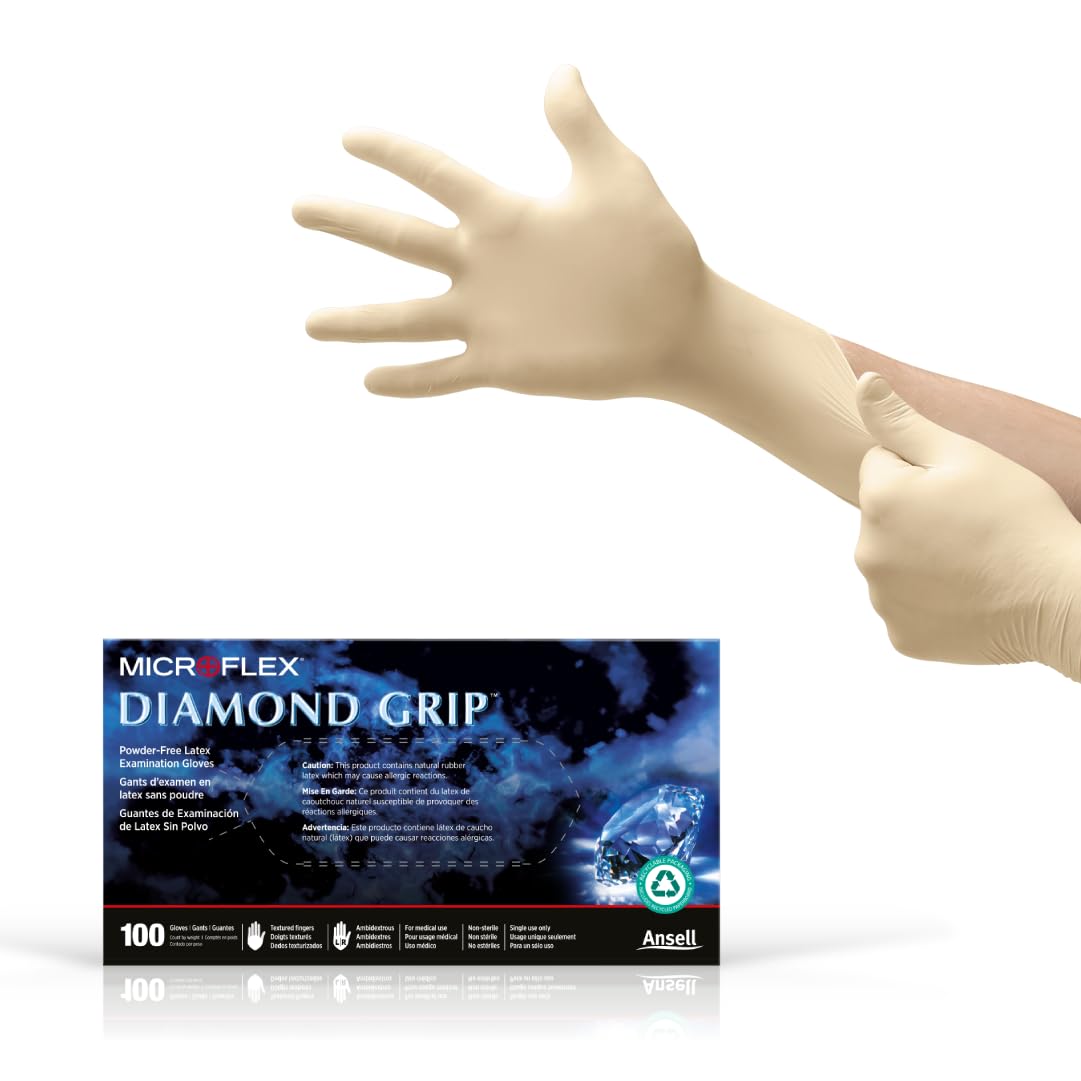 Guantes De Látex Desechables Ansell Microflex Diamond Grip Mf-300 - Venta Internacional.