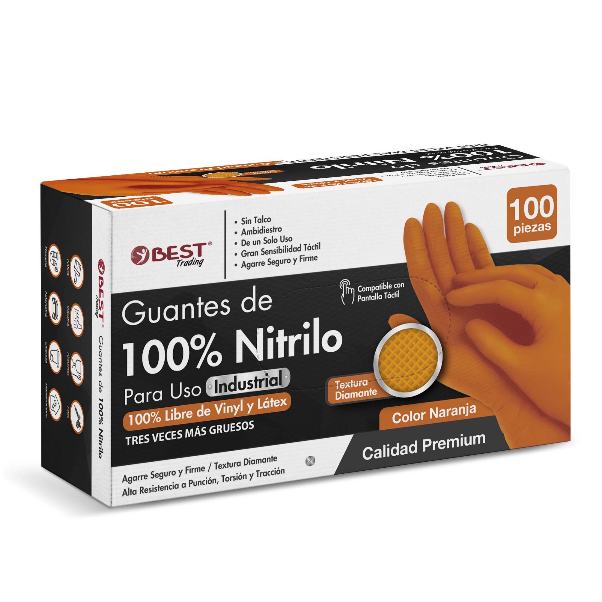 Foto 2 pulgar | Guantes de Nitrilo 100 Unidades Talla Mediano