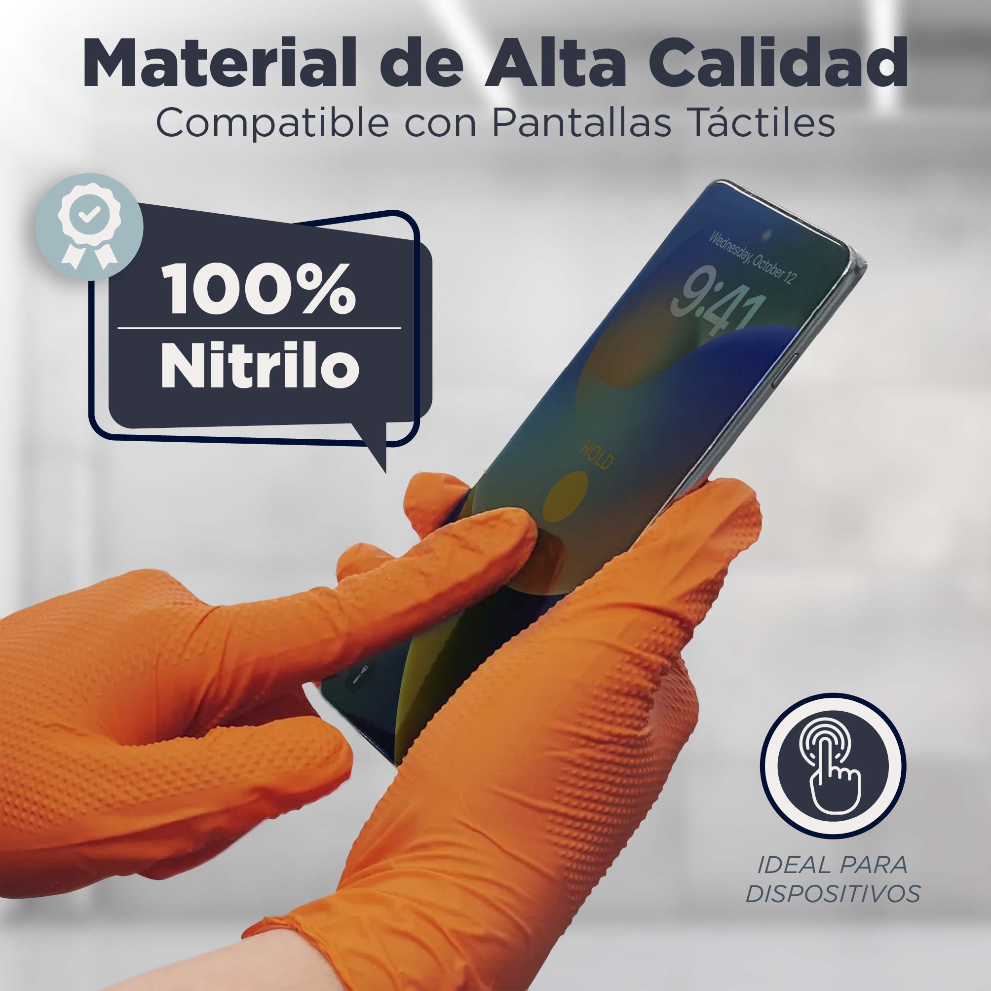 Foto 4 pulgar | Guantes de Nitrilo 100 Unidades Talla Mediano
