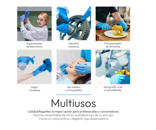 Foto 3 pulgar | Guantes de Nitrilo Libre de Látex sin Polvo