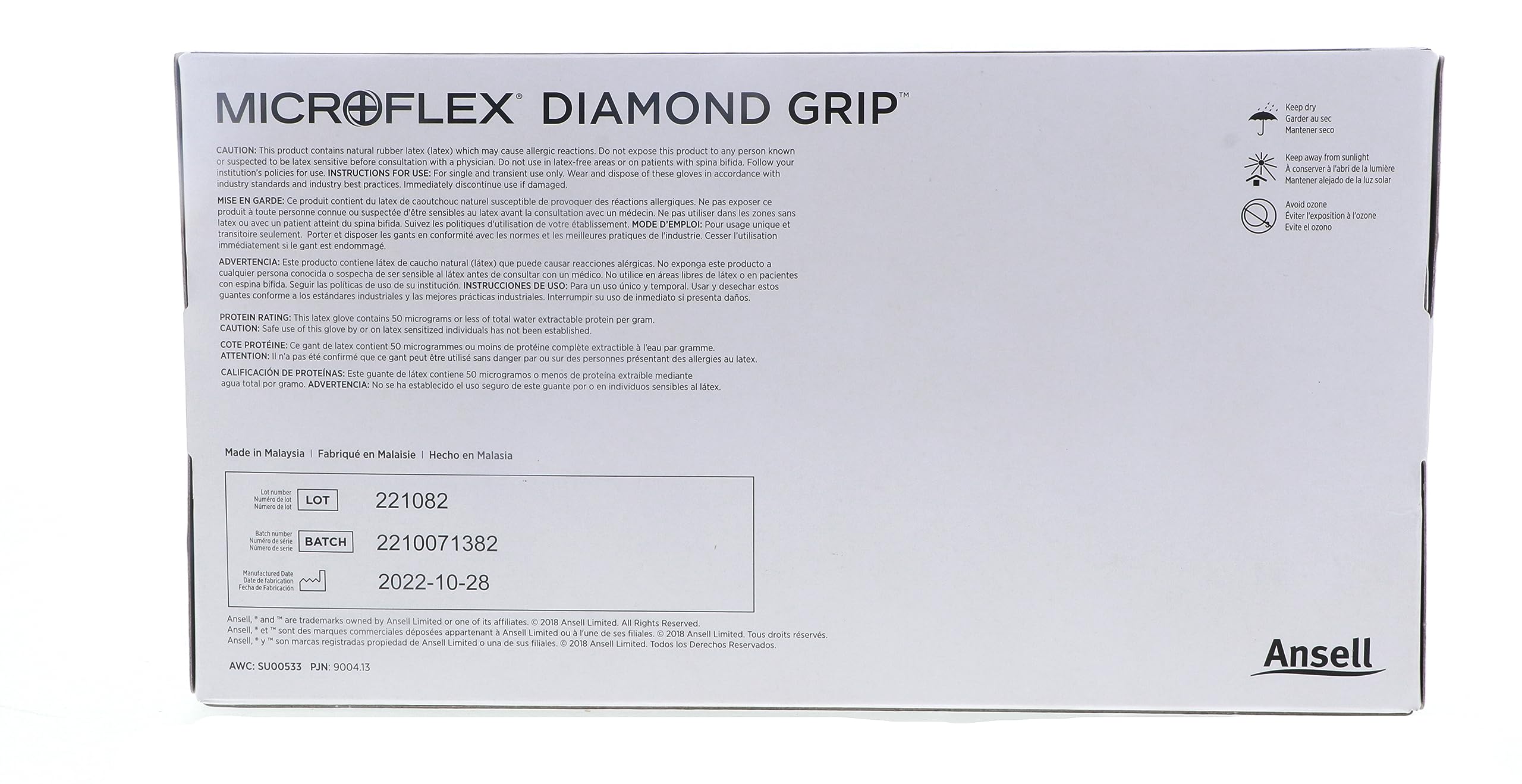 Foto 3 pulgar | Guantes De Examen Ansell Microflex Diamond Grip Mf-300 Talla L - Venta Internacional.