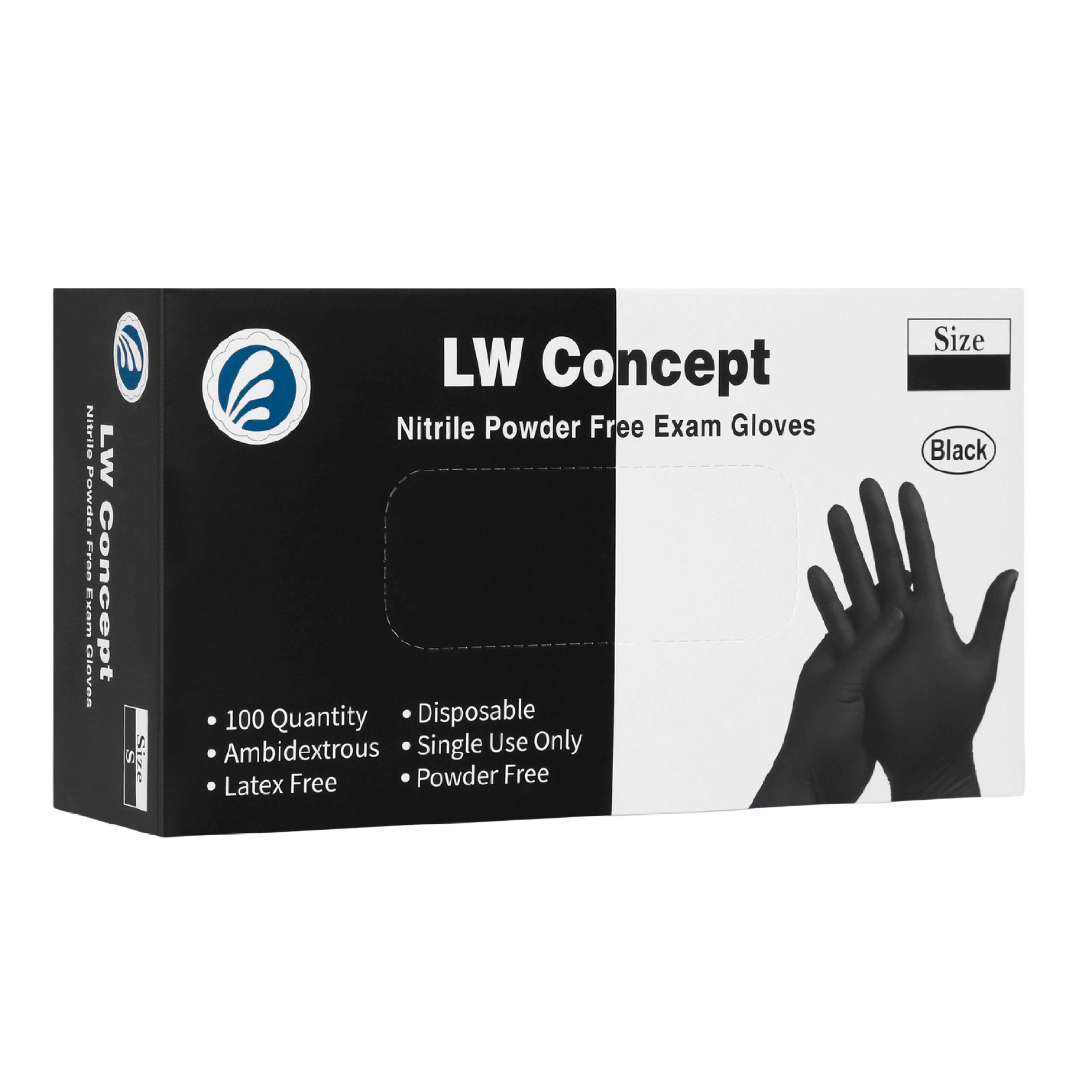 Foto 1 | Guantes De Nitrilo Lw Concept  Color Negro  Caja Con 100 Piezas