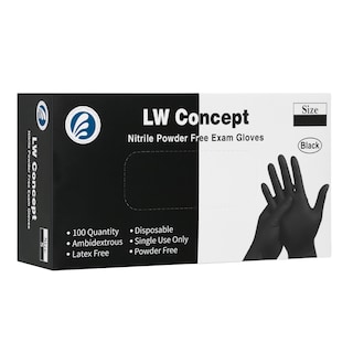 Foto 1 | Guantes De Nitrilo Lw Concept Color Negro Caja Con 100 Piezas